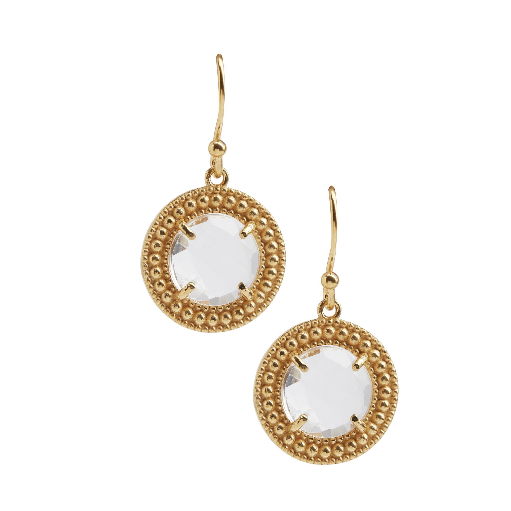 The Classic Earrings - Crystal Quartz Discoball (Gold) - Christelle Chamberland