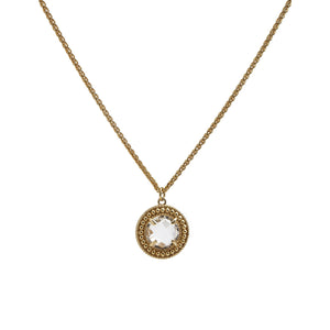 The Gold Renaissance Classic Necklace with a Crystal Quartz Disco ball. - Christelle Chamberland