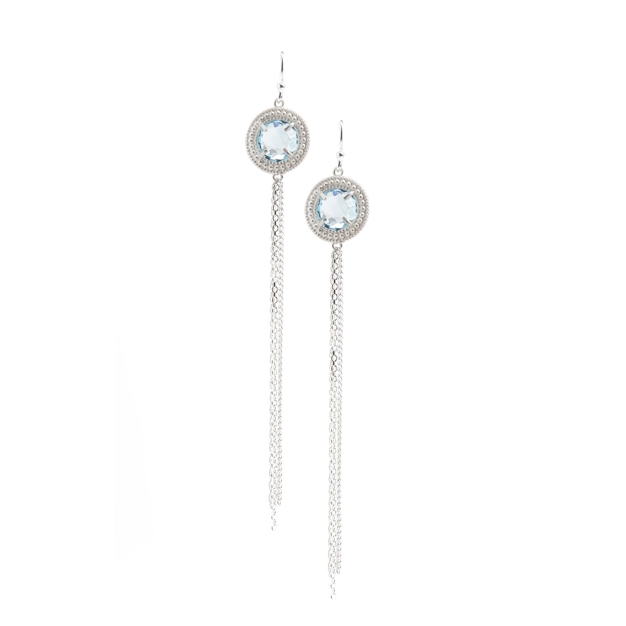 The Renaissance Ethic Earrings in Blue Topaz.