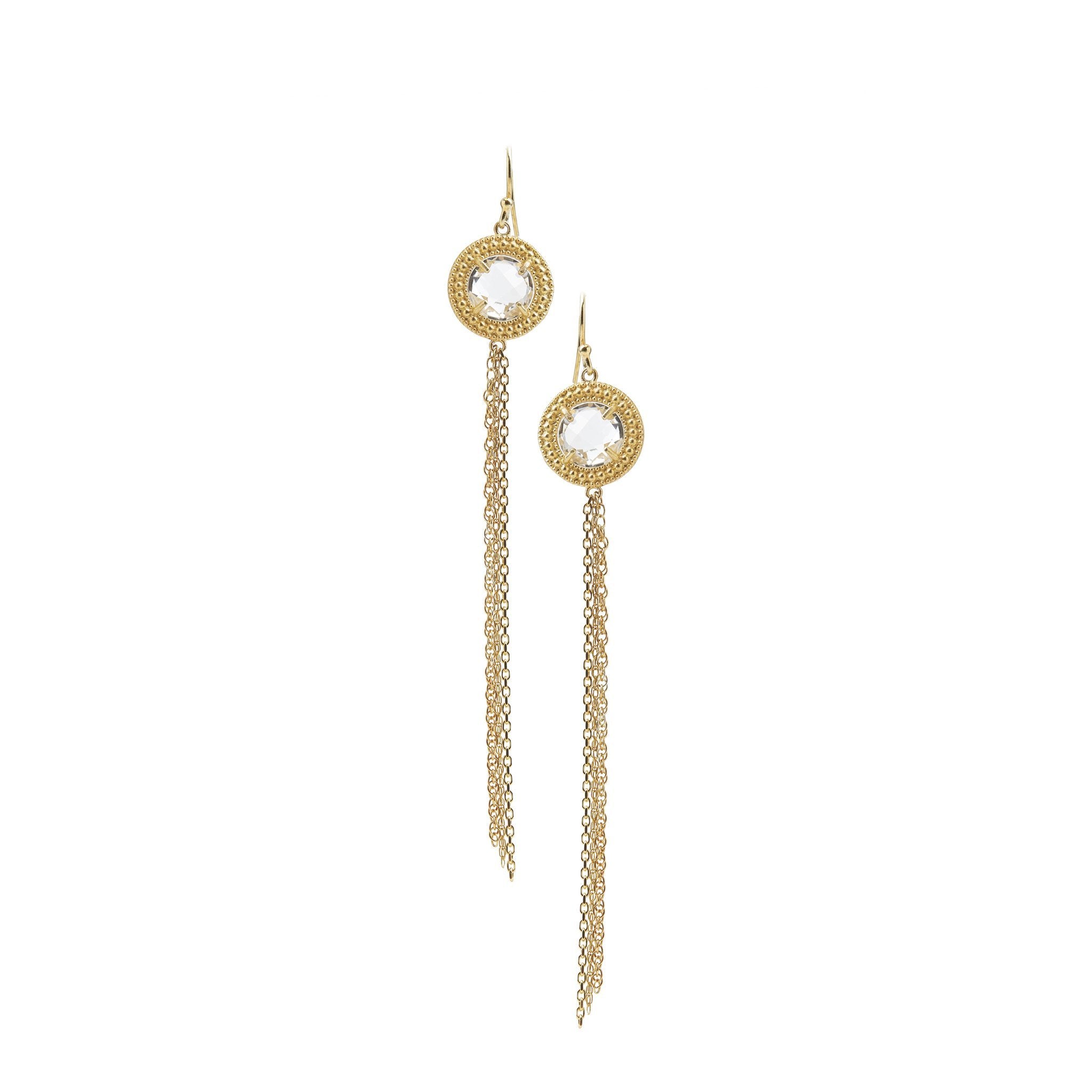 The Renaissance Ethnic Earrings in Crystal Quartz (Gold) - Christelle Chamberland