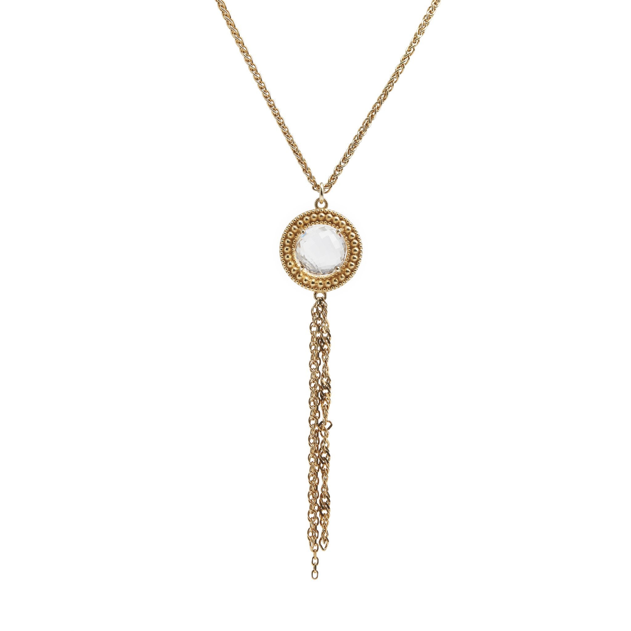 The Renaissance Ethnic Necklace in Crystal Quartz (Gold) - Christelle Chamberland