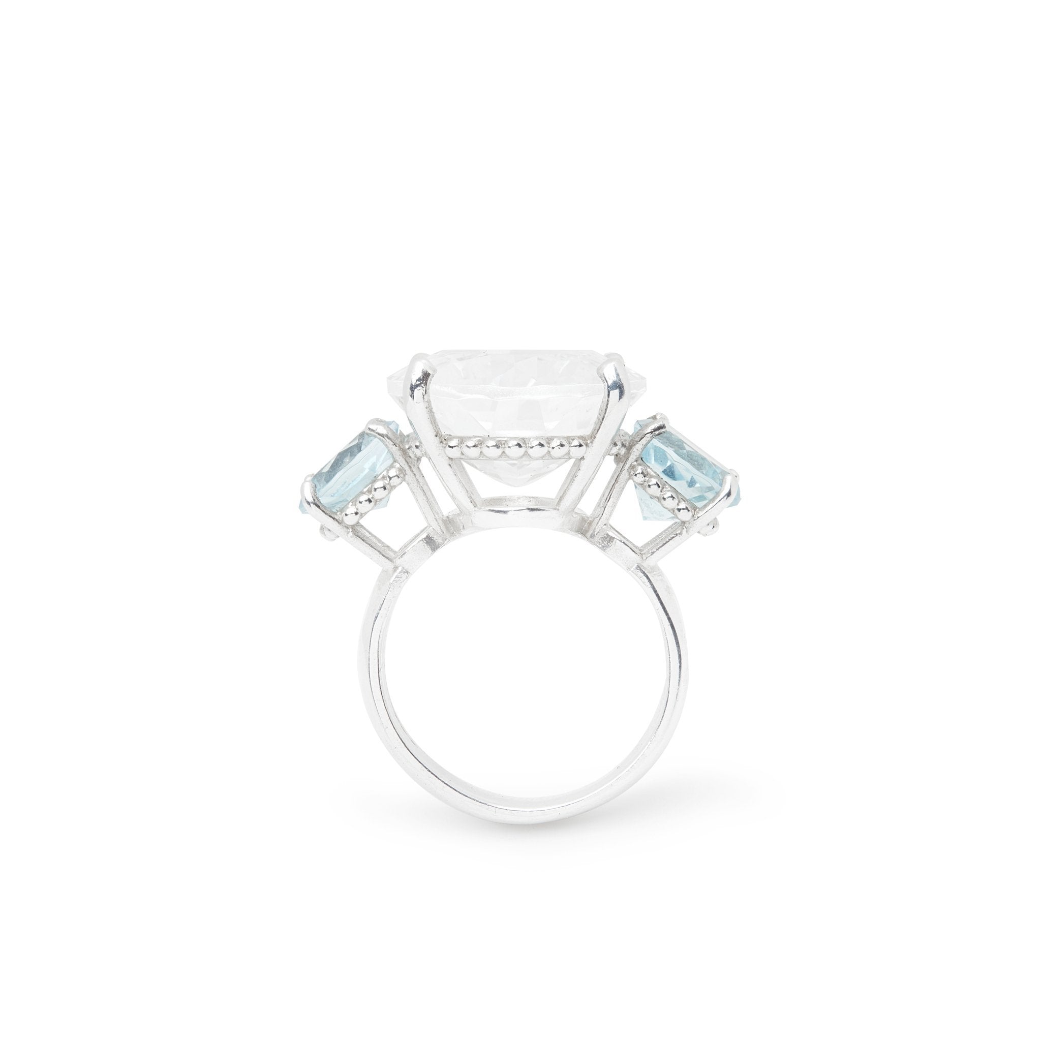 The Renaissance Statement Ring in Crystal Quartz and Blue Topaz - Christelle Chamberland