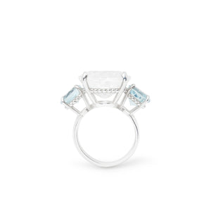 The Renaissance Statement Ring in Crystal Quartz and Blue Topaz - Christelle Chamberland