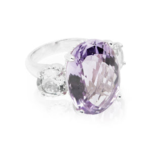 The Renaissance Statement ring in purple amethyst and crystal quartz. - Christelle Chamberland